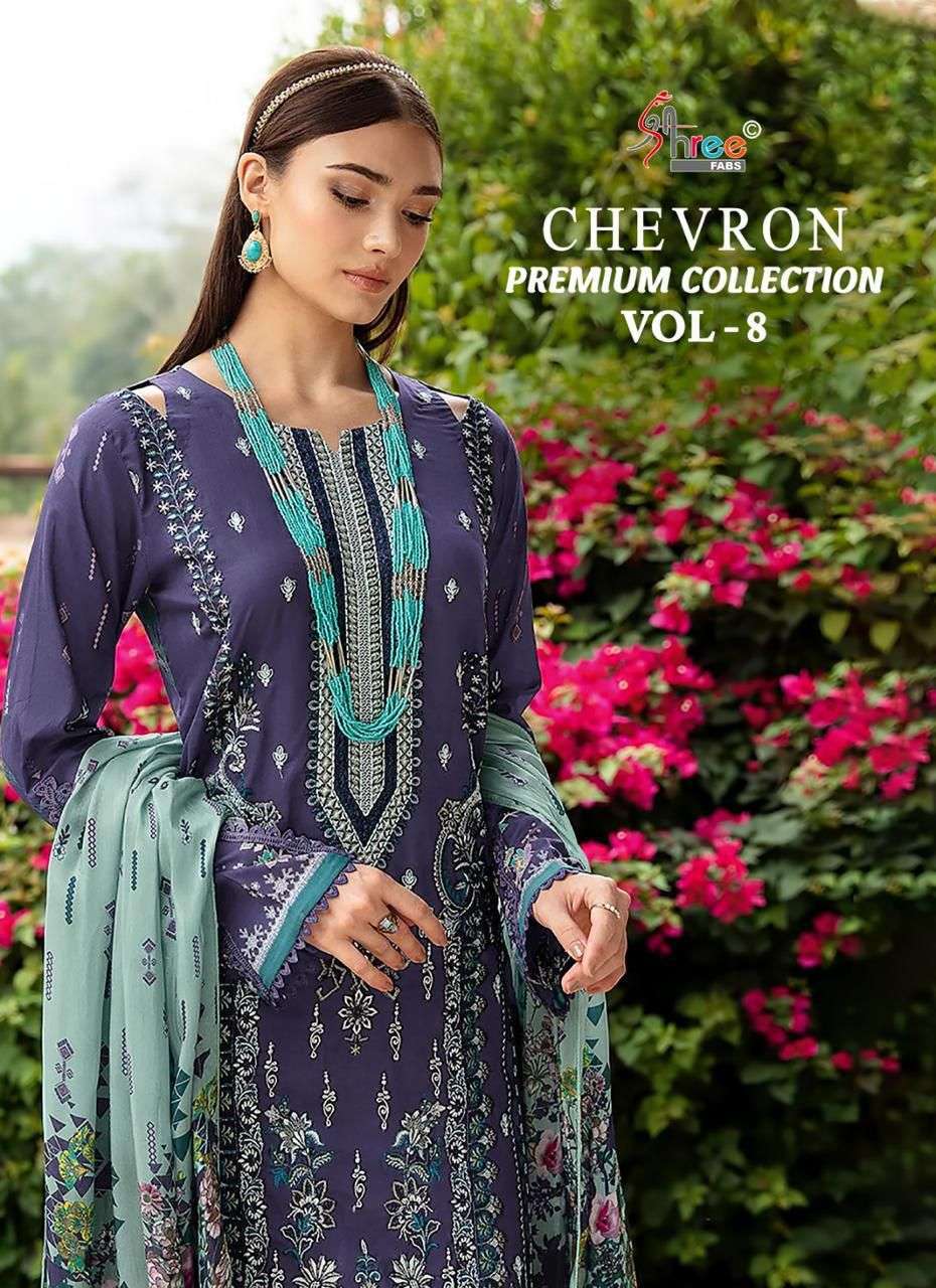 SHREE FAB CHEVRON PREMIUM COLLECTION VOL 8 PAKISTANI COTTON SUIT CATALOG SUPPLIER 2024