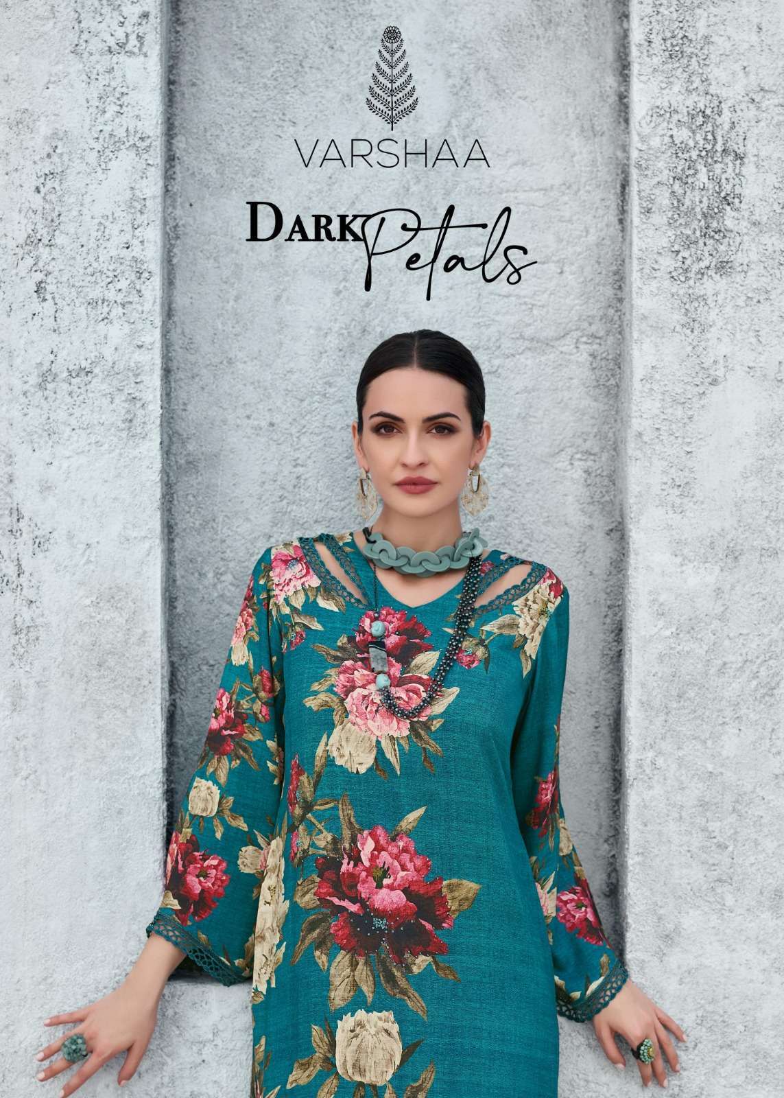 VARSHA DARK PETALS FANCY VISCOSE PASHMINA LADIES SUIT COLLECTION WHOLESALER 