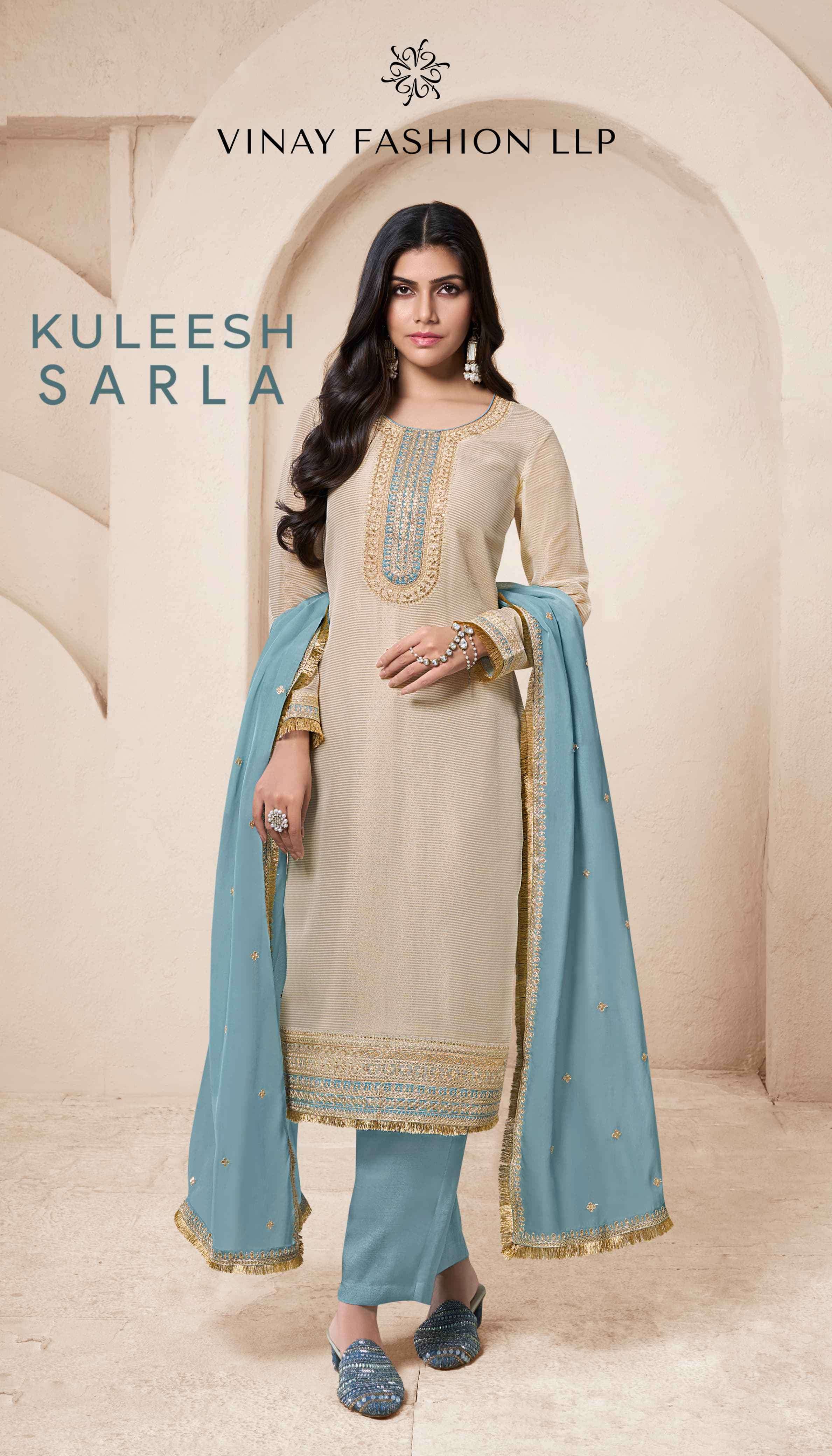 VINAY FASHION KULEESH SARLA UNSTITCH DESIGNER ORGANZA SUIT SUPPLIER 2024