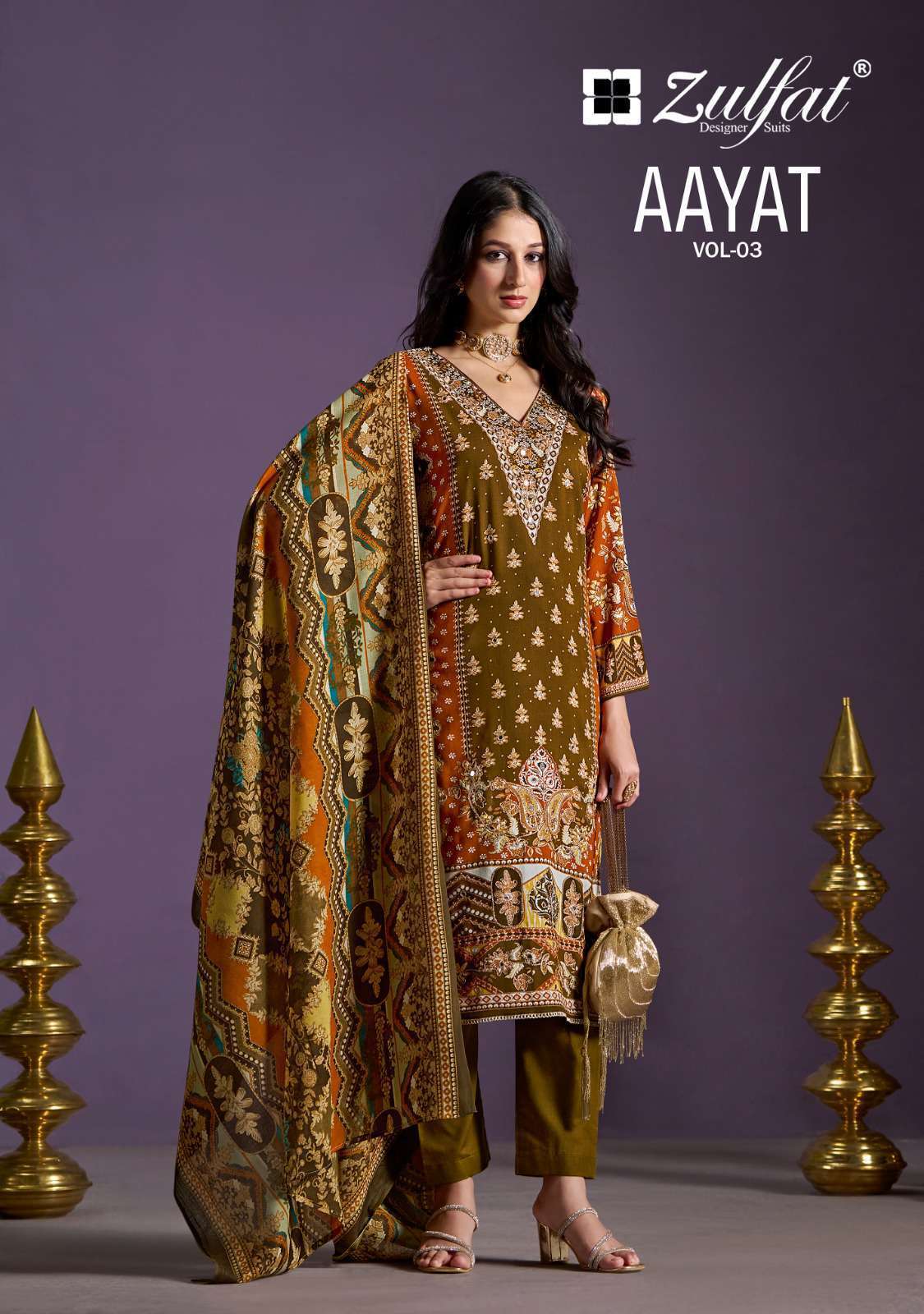 ZULFAT AAYAT VOL 3 FANCY UNSTITCH SALWER KAMEEZ CATALOGUE WHOLESALE PRICE DEALER 