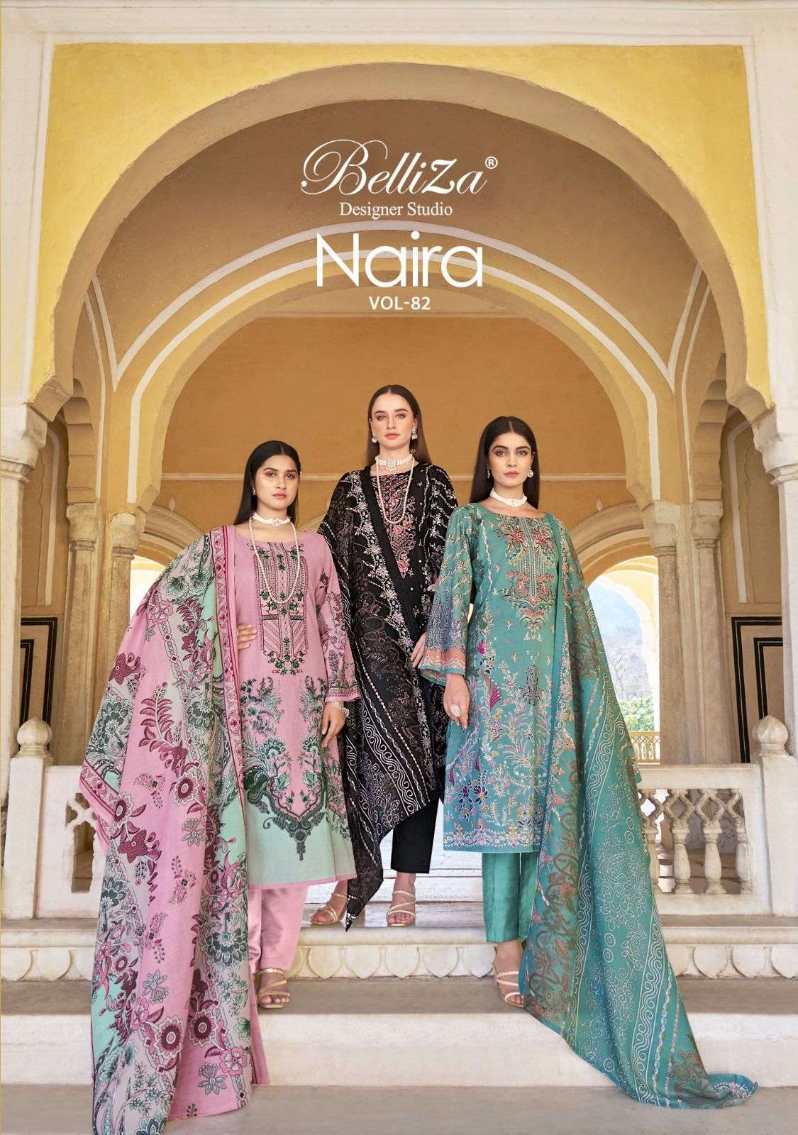 BELLIZA NAIRA VOL 82 DIGITAL PRINTED PURE COTTON SALWER SUIT COLLECTION WHOLESALE PRICE 