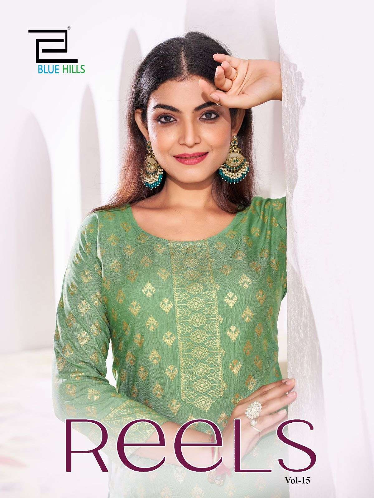 BLUE HILLS REELS VOL 15 FANCY KURTI PALAZZO SET CATALOG EXPORTER 2024