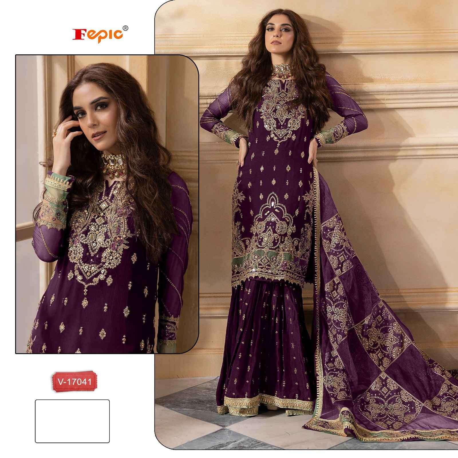 FEPIC V 17041 COLORS LATEST DESIGNER VELVET SUIT CATALOG WHOLESALER 