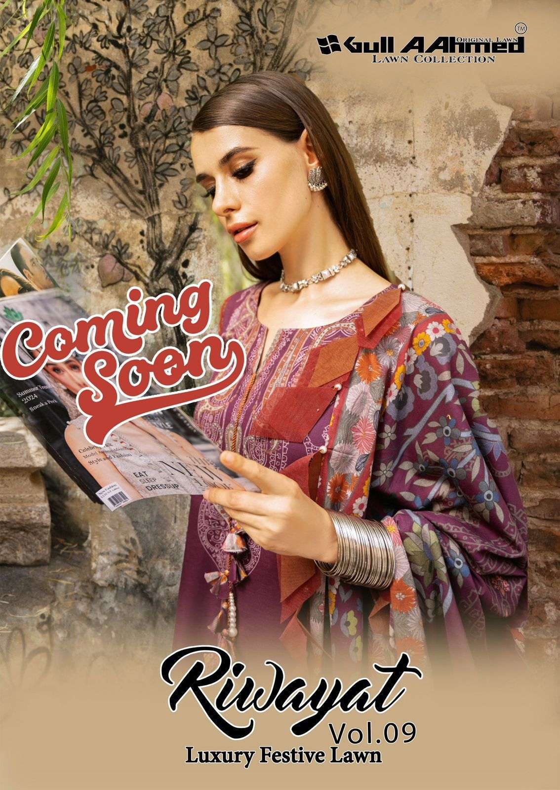 GUL AHMED RIWAYAT VOL 9 PURE LAWN KARACHI SUIT CATALOG EXPORTER 2024
