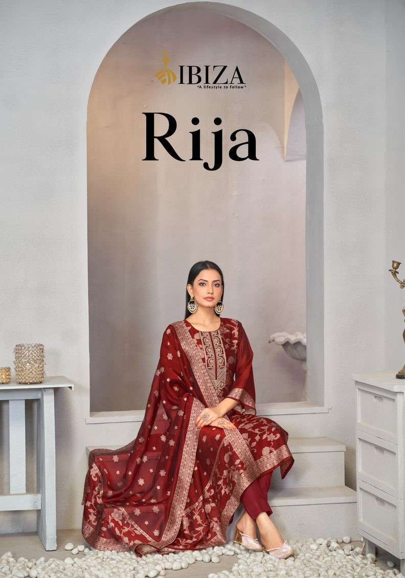 IBIZA RIJA PURE BANGLORY SILK DESIGNER SUIT LATEST CATALOG SUPPLIER IN SURAT 2024