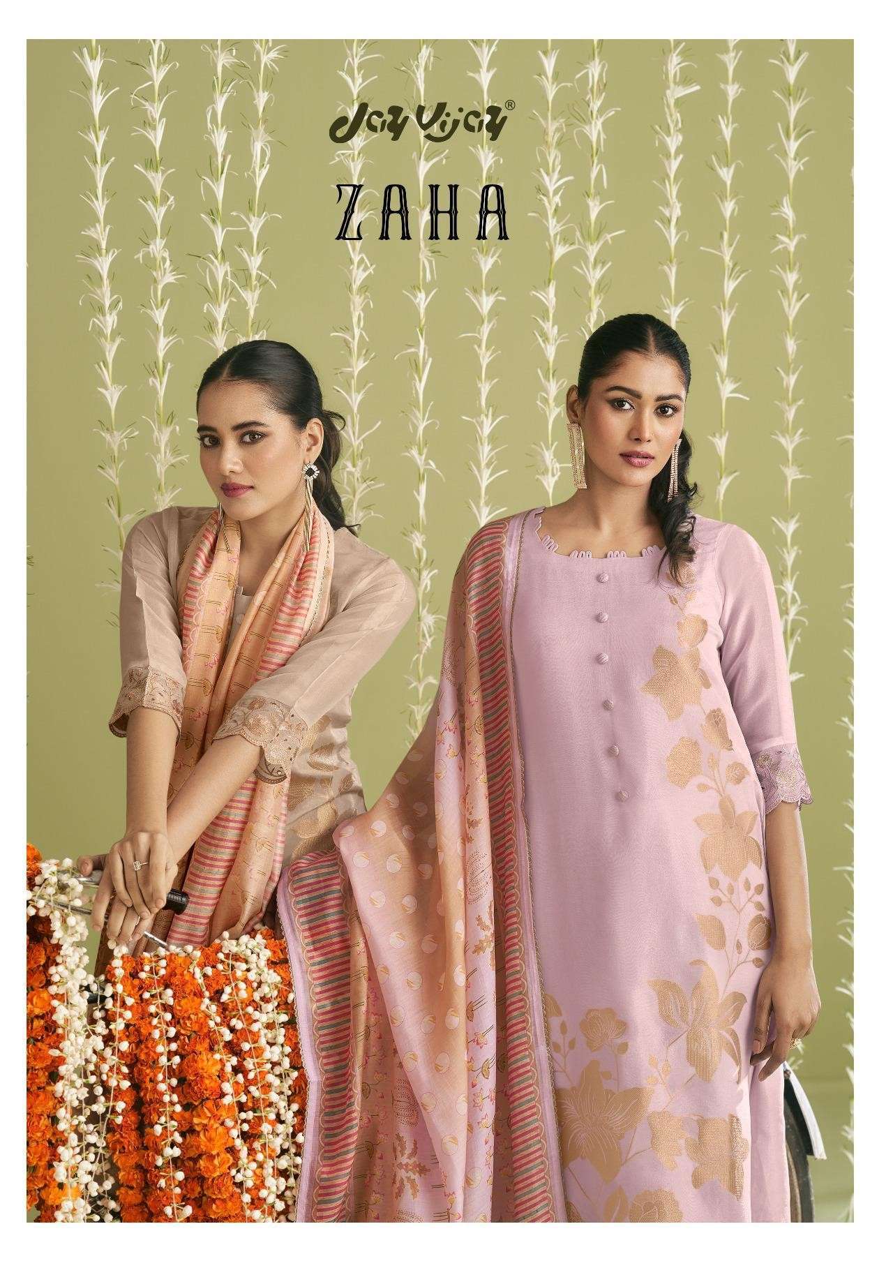 JAY VIJAY ZAHA EXCLUSIVE FANCY JACQUARD SUIT LATEST CATALOG WHOLESALE PRICE BEST WHOLESALER 