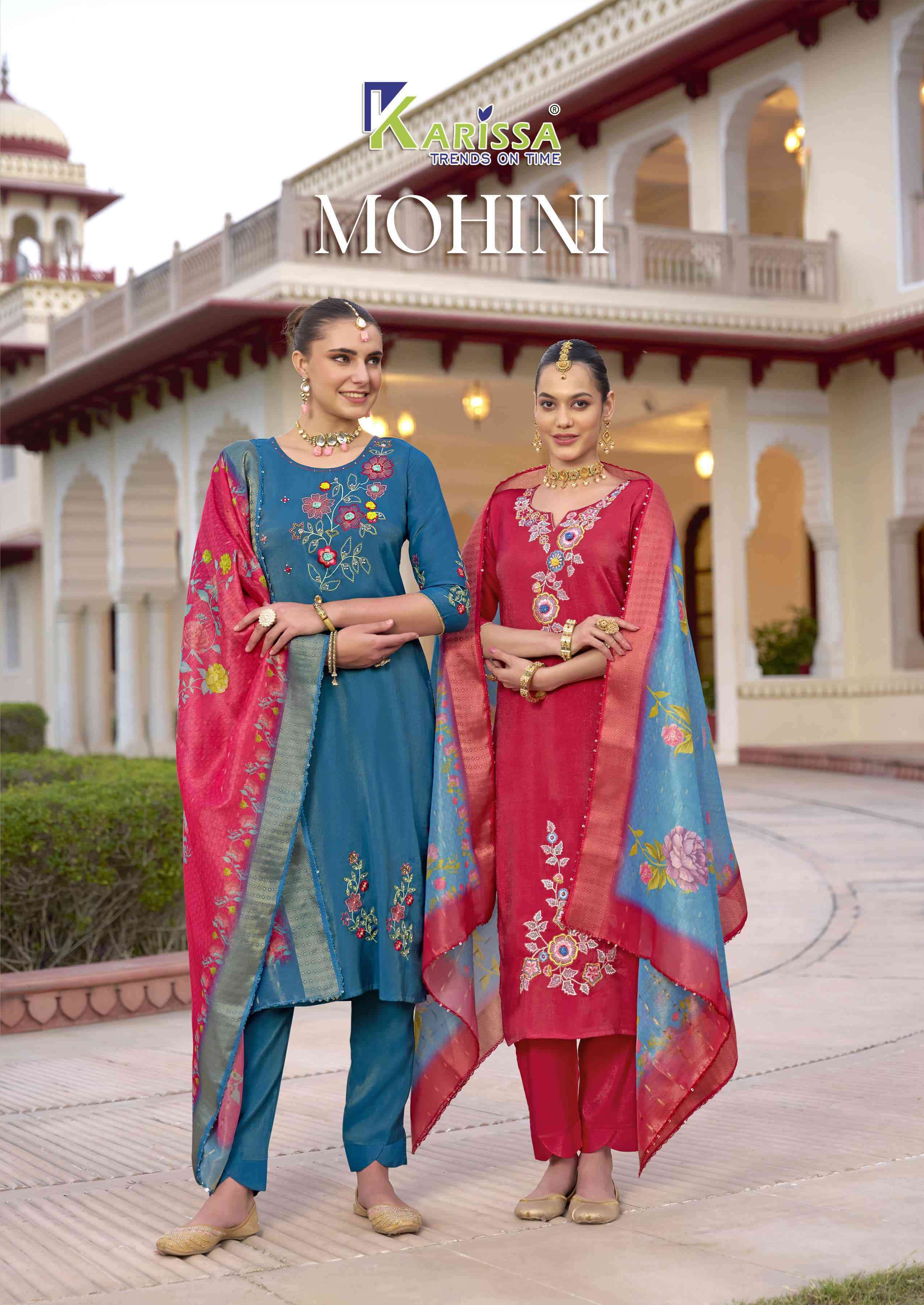 KARISSA MOHINI VISCOSE PATTERN KURTI PANT WITH DUPAATTA SET COLLECTION WHOLESALER 