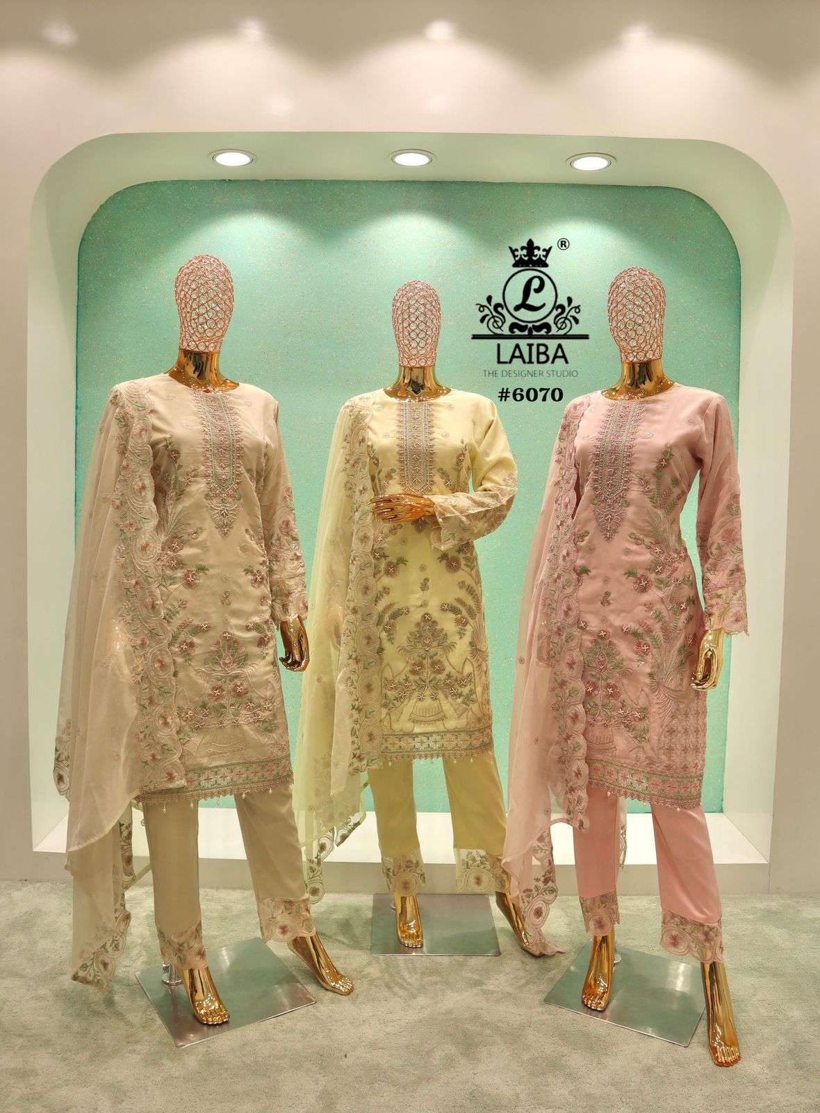 LAIBA 6070 READYMADE ORGANZA PAKISTANI SUIT CATALOG DEALER 2024