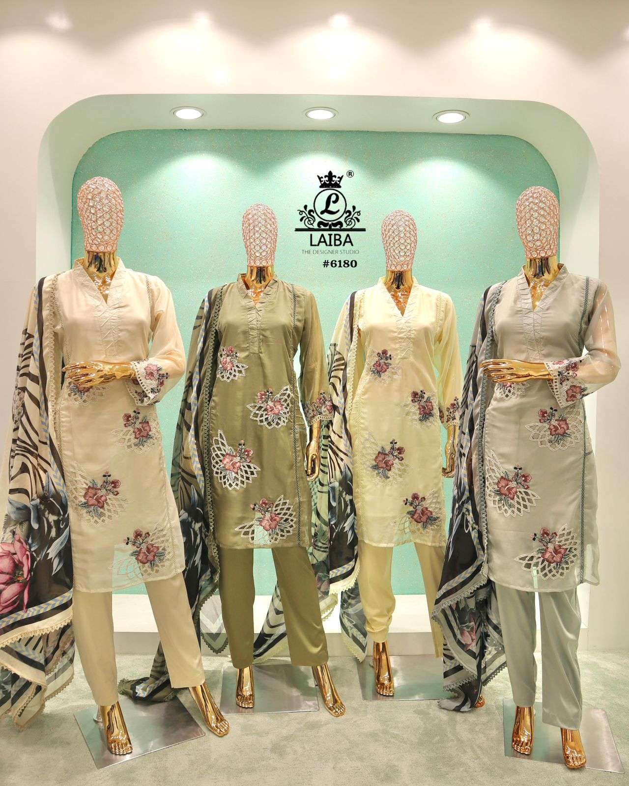 LAIBA 6180 PURE GEORGETTE PAKISTANI SUIT READYMADE COLLECTION WHOLESALE PRICE 