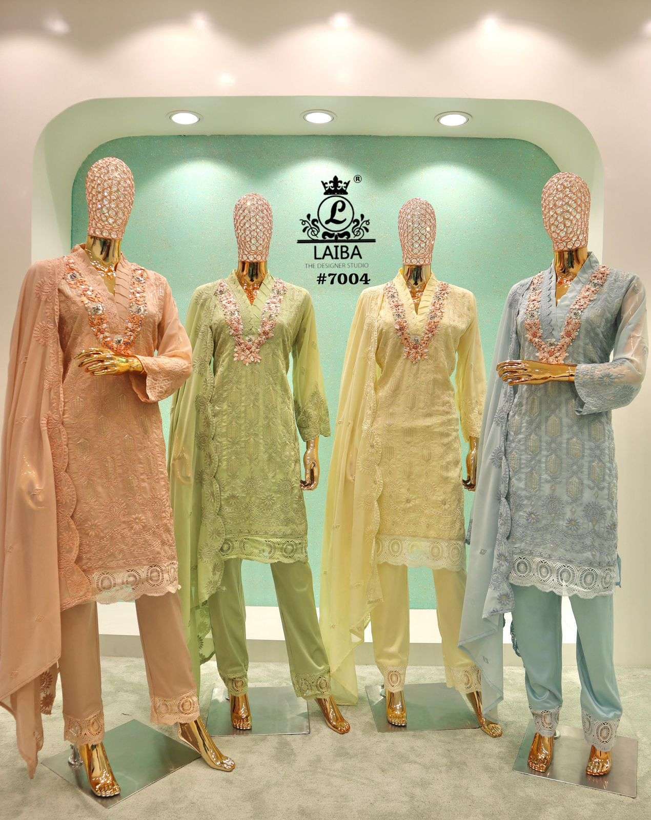 LAIBA 7004 PURE GEORGETTE PAKISTANI READYMADE CATALOG WHOLESALER 