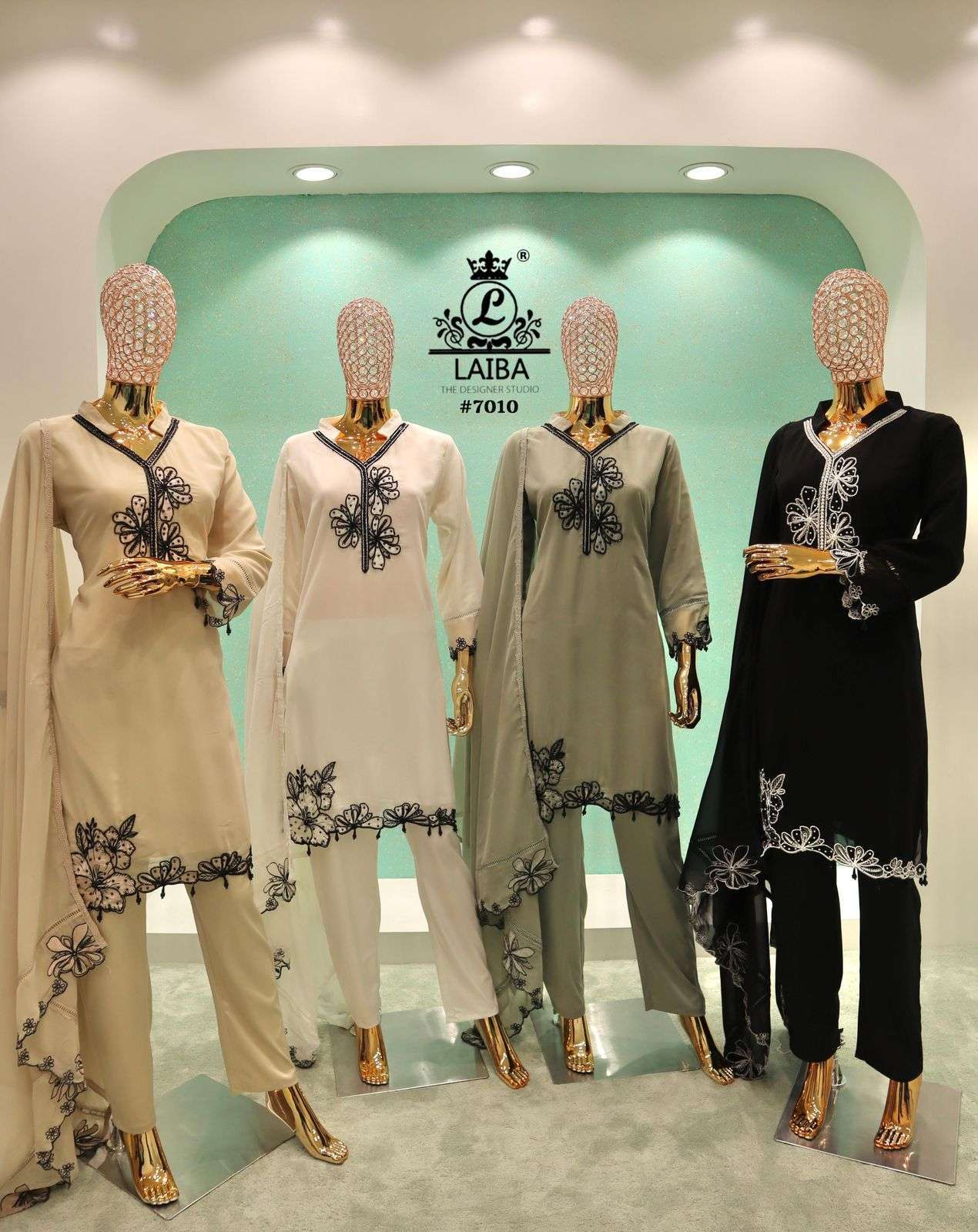 LAIBA 7010 PAKISTANI KURTI PANT WITH DUPATTA SET COLLECTION WHOLESALER 