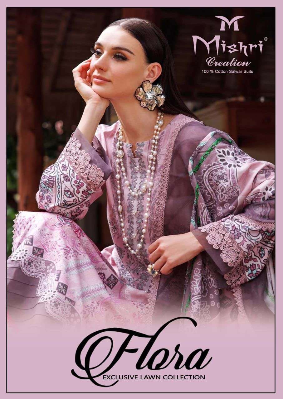 MISHRI FLORA VOL 1 PURE LAWN COTTON PRINTED SUIT CATALOG WHOLESALER 