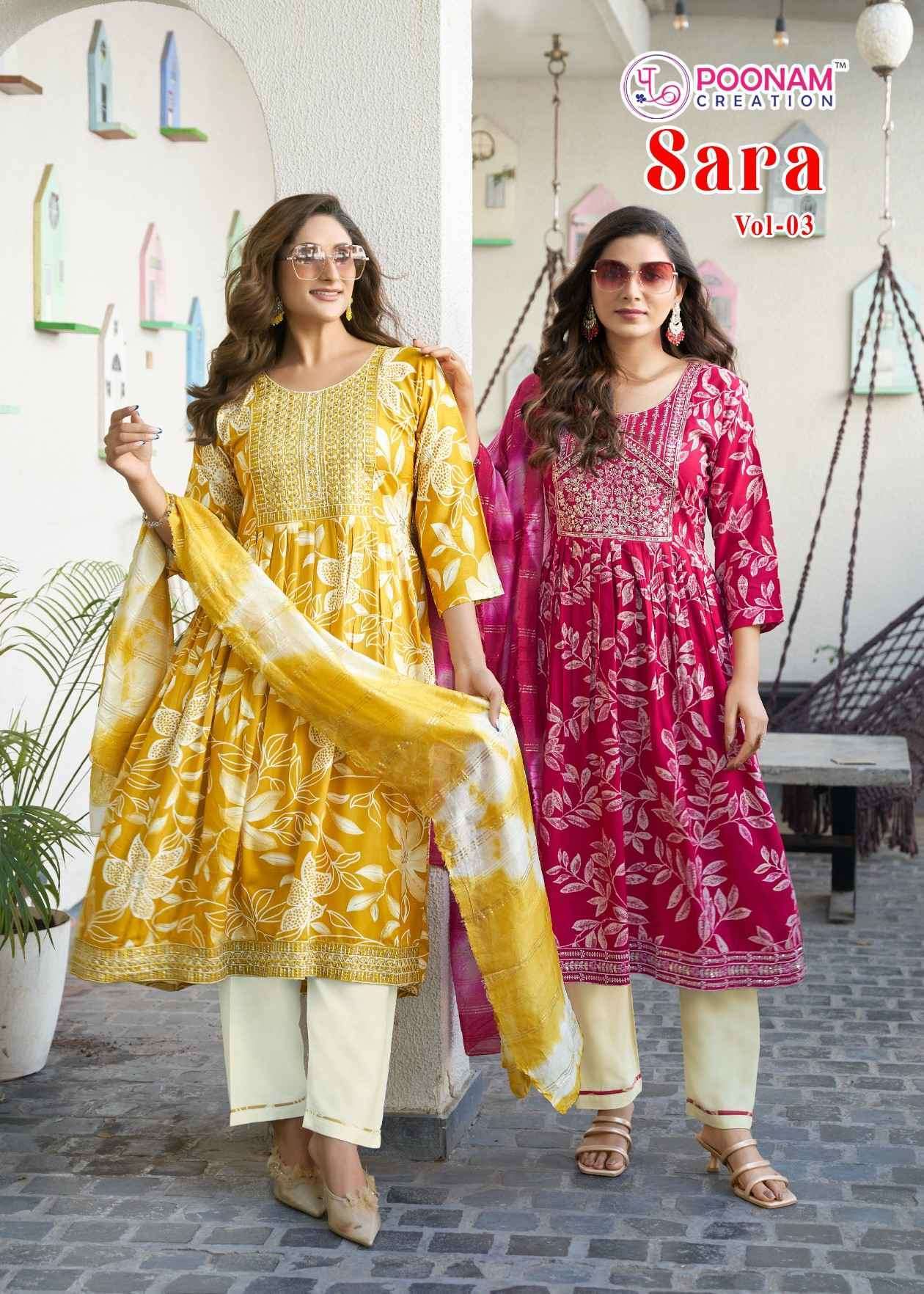 POONAM SARA VOL 3 READYMADE 3 PIECE PAIR CATALOGUE WHOLESALE PRICE 