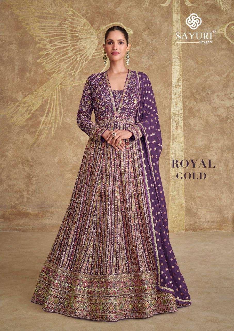 SAYURI ROYAL GOLD 5652 COLORS PARTYWEAR DESIGNER GOWN CATALOG DEALER 2024
