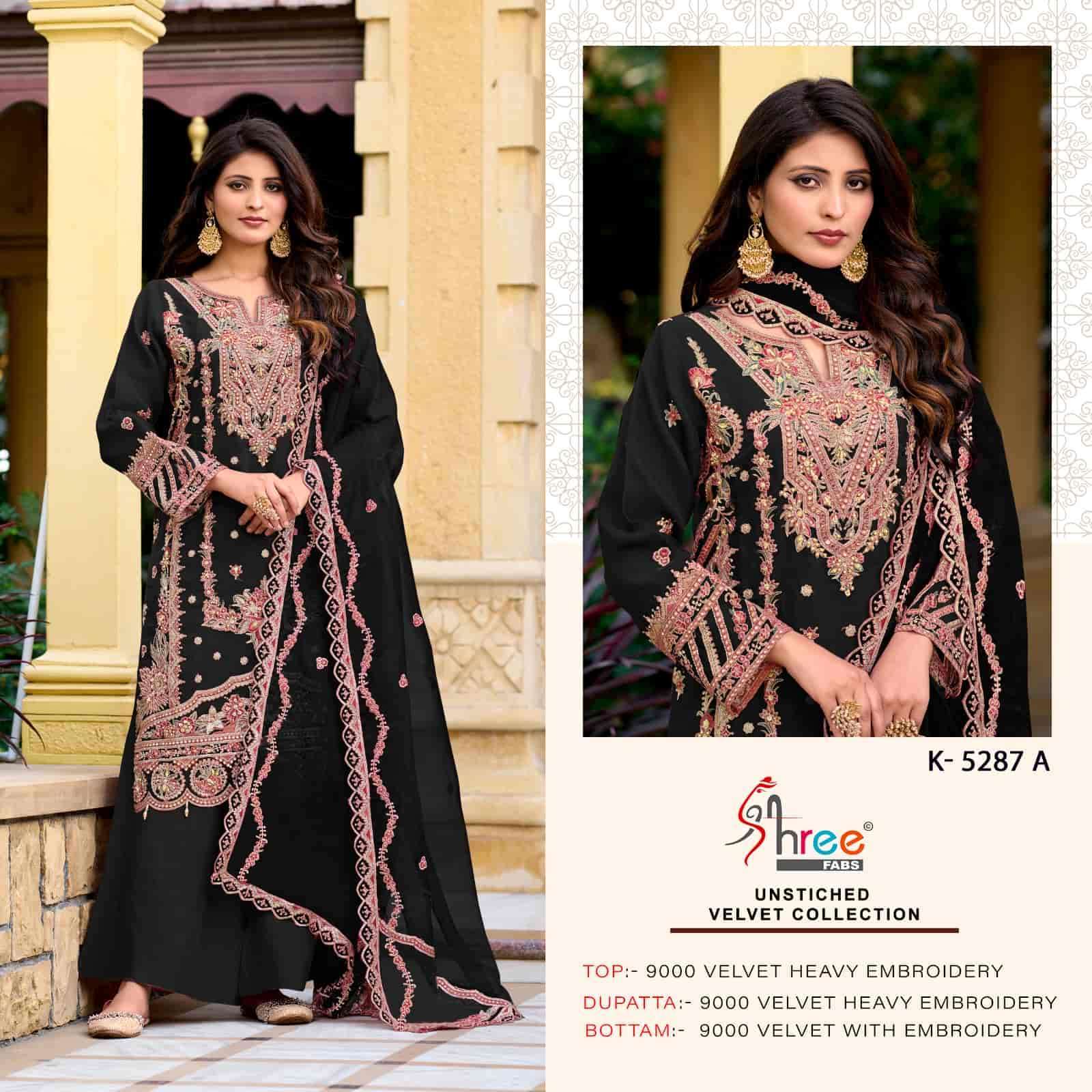 SHREE FAB K 5287 COLORS HEAVY EMBROIDERED SUIT WHOLESALER IN SURAT 