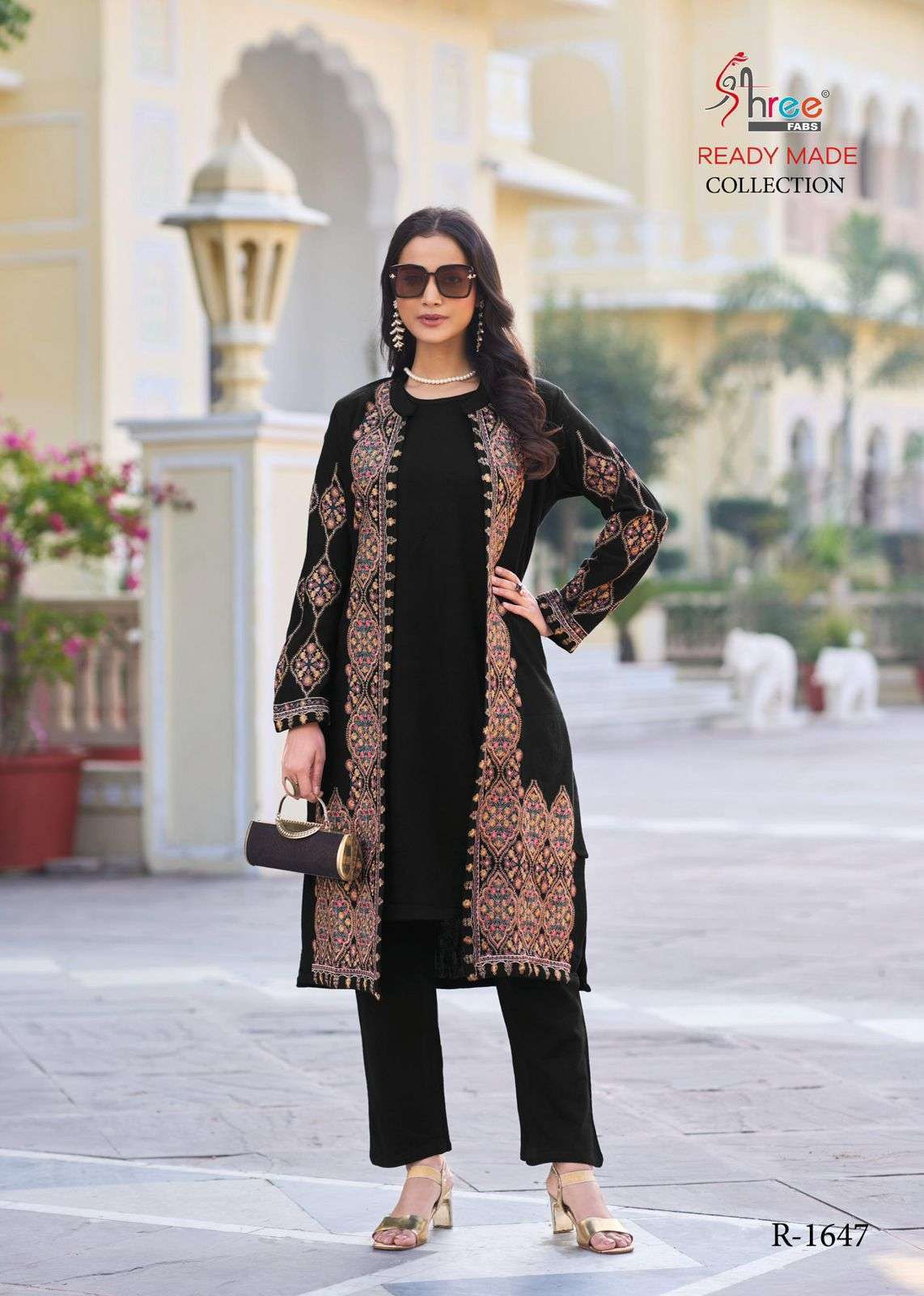 SHREE FAB R 1467 COLORS SHRUG STYLE 3 PIECE CORD SUIT WHOLESALER IN SURAT 