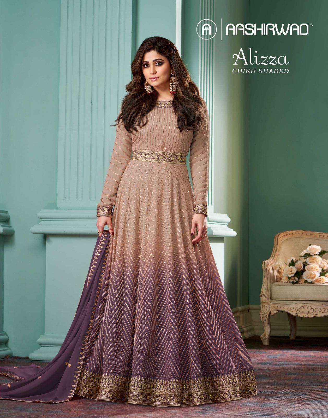 AASHIRWAD ALIZZA CHIKU SHADED INDO WESTERN GOWN COLLECTION 2025