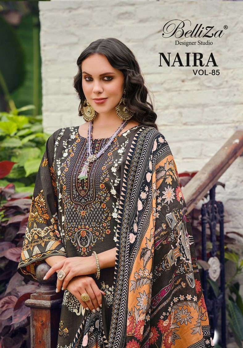 BELLIZA DESIGNER NAIRA VOL 85 PURE COTTON EMBROIDERY SUIT WHOLESALE PRICE DEALER 2025