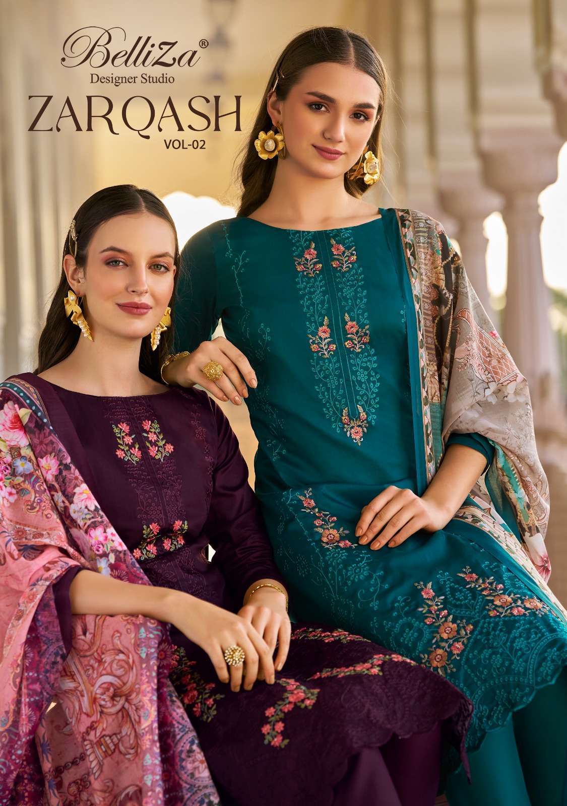 BELLIZA ZARQASH VOL 2 EMBROIDERY WORK COTTON SUIT CATALOG EXPORTER 2025