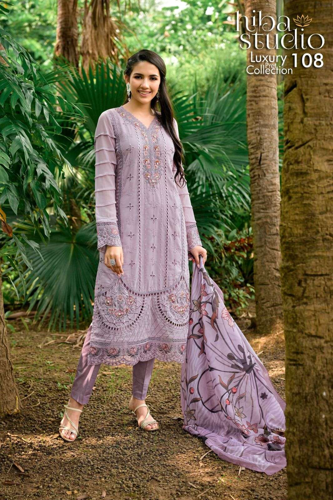 HIBA STUDIO LPC VOL 108 PAKISTANI GEORGETTE SUIT WHOLESALE PRICE DEALER 2025