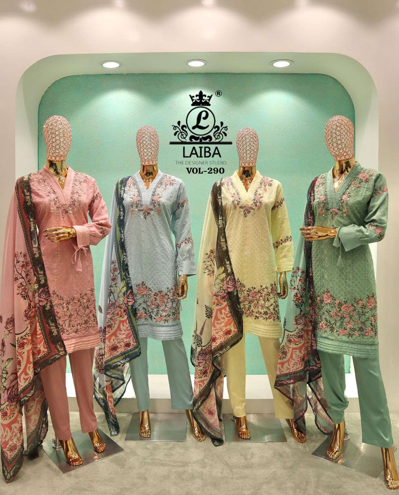 LAIBA AM VOL 290 PAKISTANI KURTI PANT WITH DUPATTA SET WHOLESALER 2025