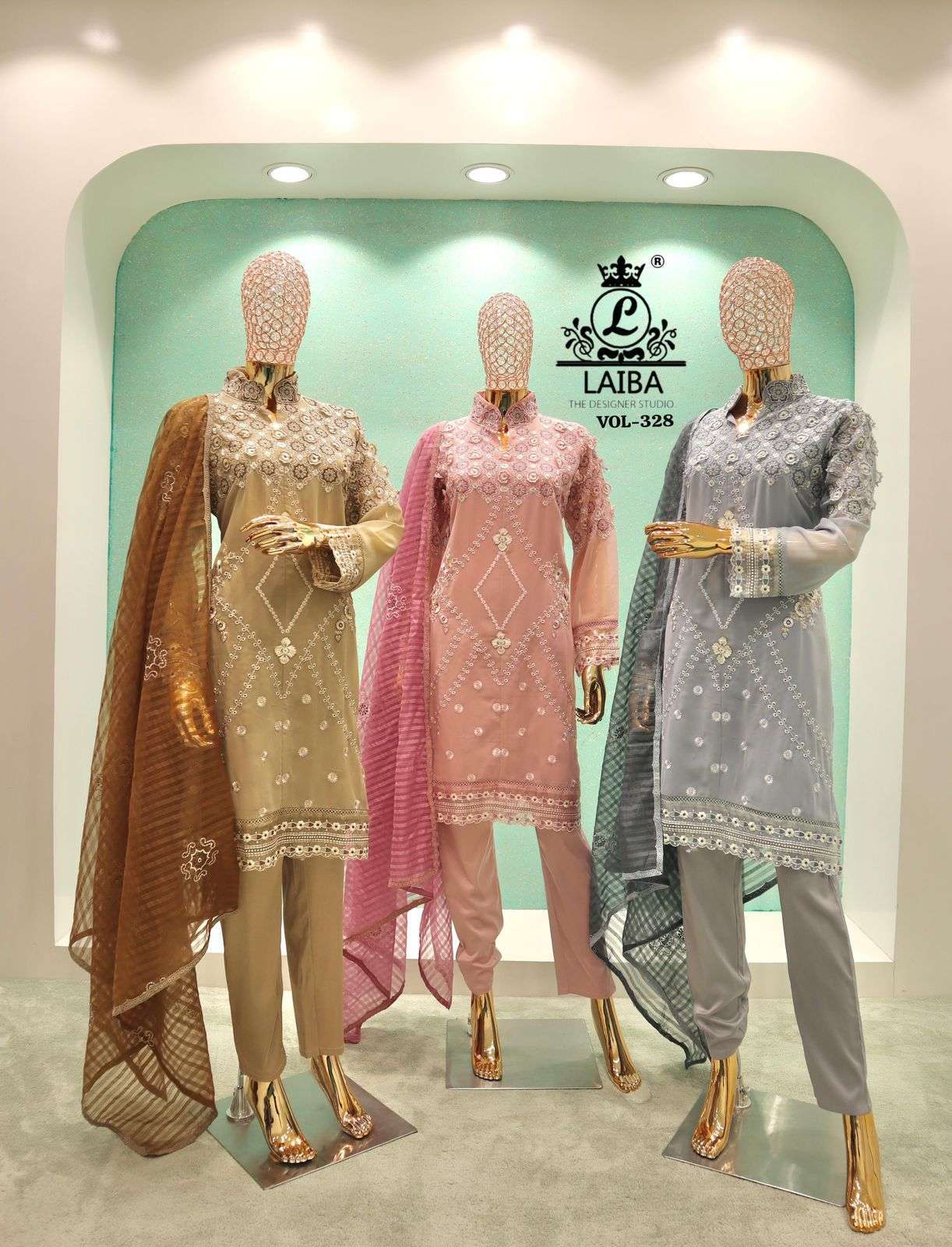 LAIBA AM VOL 328 GEORGETTE PAKISTANI READYMADE SUIT SUPPLIER 2025