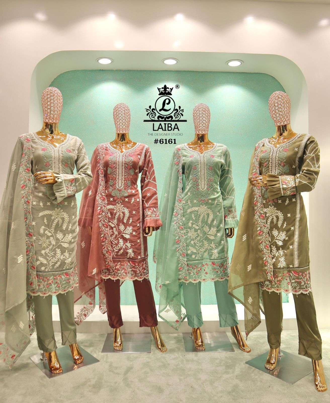 LAIBA DESIGNER 6161 ORGANZA READYMADE PAKISTANI SUIT WHOLESALER 2025