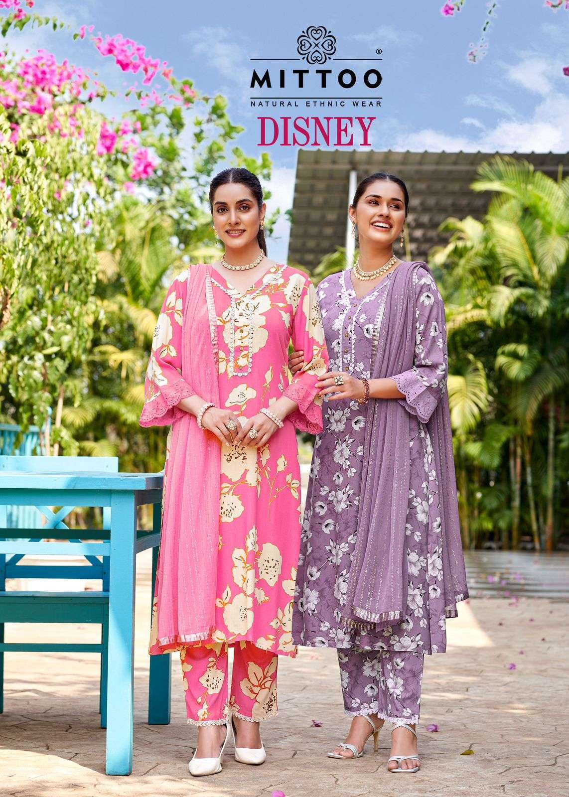 MITTOO DISNEY RAYON FANCY KURTI BOTTOM WITH DUPATTA SET COLLECTION BEST RATE DEALER 2025