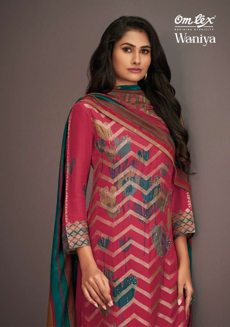 OMTEX WANIYA MUSLIN JACQUARD FESTIVAL WEAR LADIES SUIT COLLECTION BEST RATE EXPORTER 2025