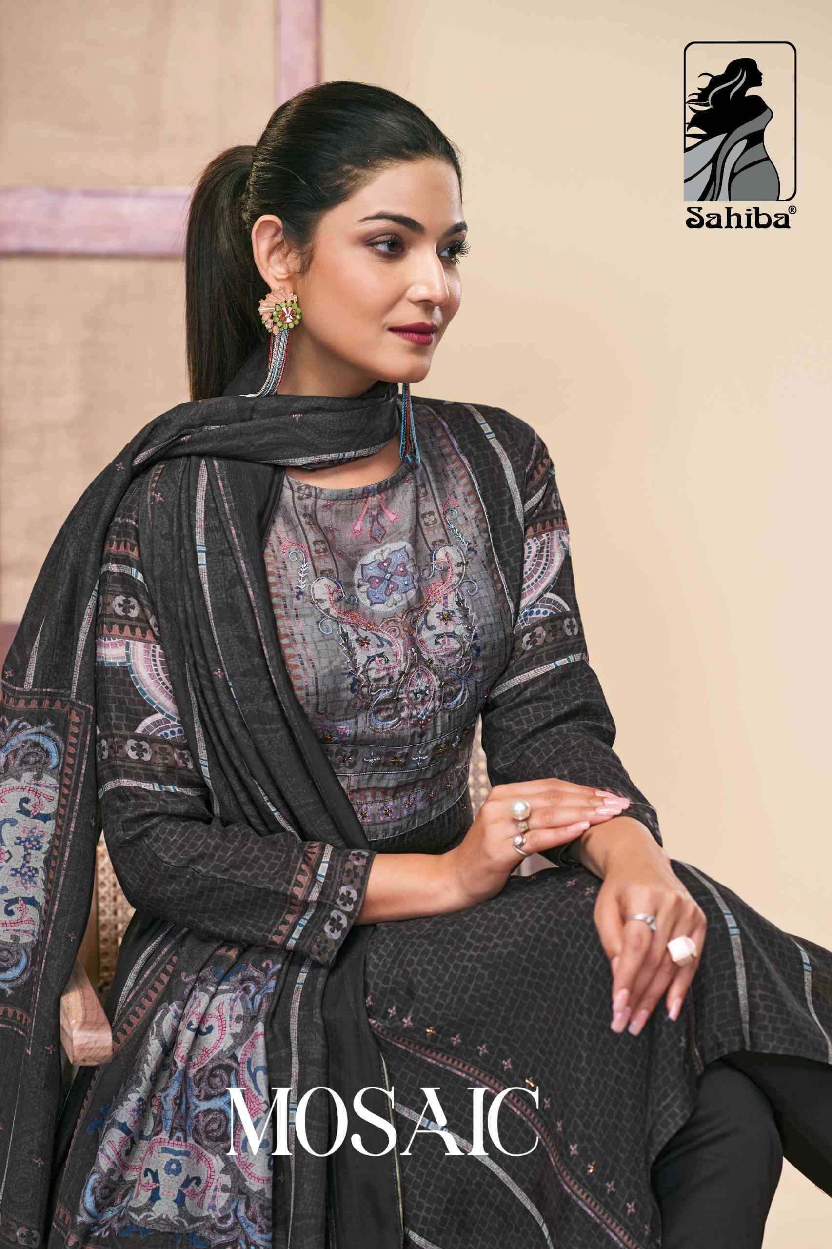 SAHIBA MOSAIC MUSLIN SILK DIGITAL PRINTED SALWER SUIT COLLECTION BEST RATE 2025