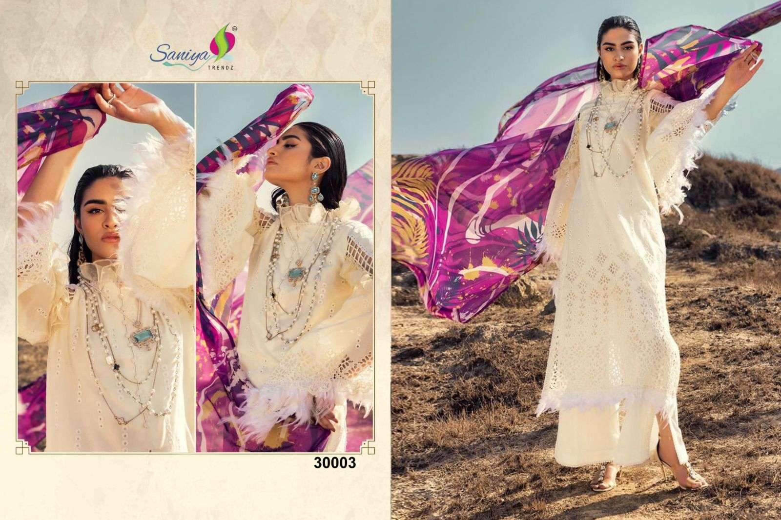 SANIYA TRENDZ ADAN LIBAS CHIKANKARI VOL 30 COTTON SUIT WHOLESALER IN SURAT 