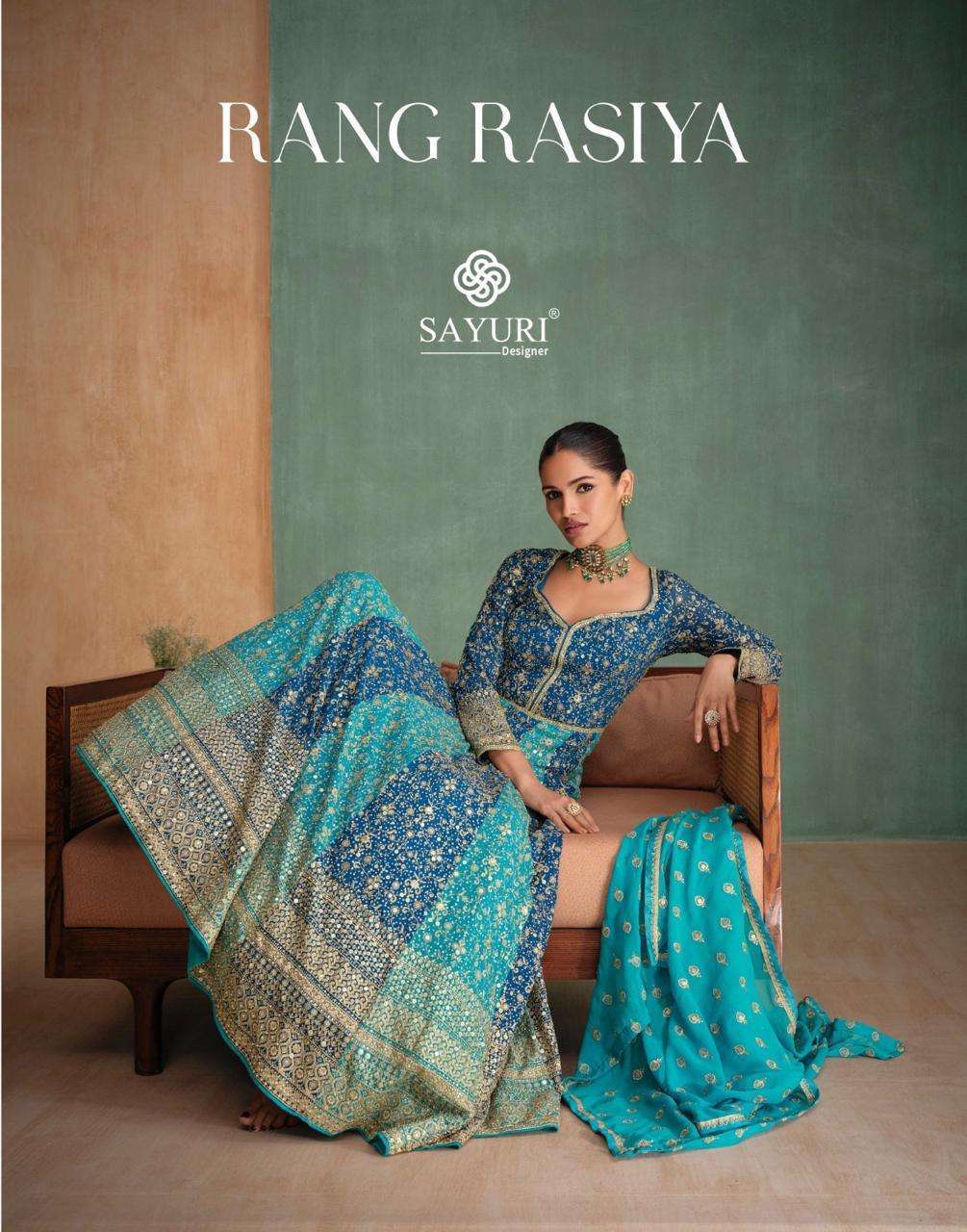 SAYURI DESIGNER RANG RASIYA 5656 TO 5657 REAL GEORGETTE PARTYWEAR GOWN EXPORTER 2025