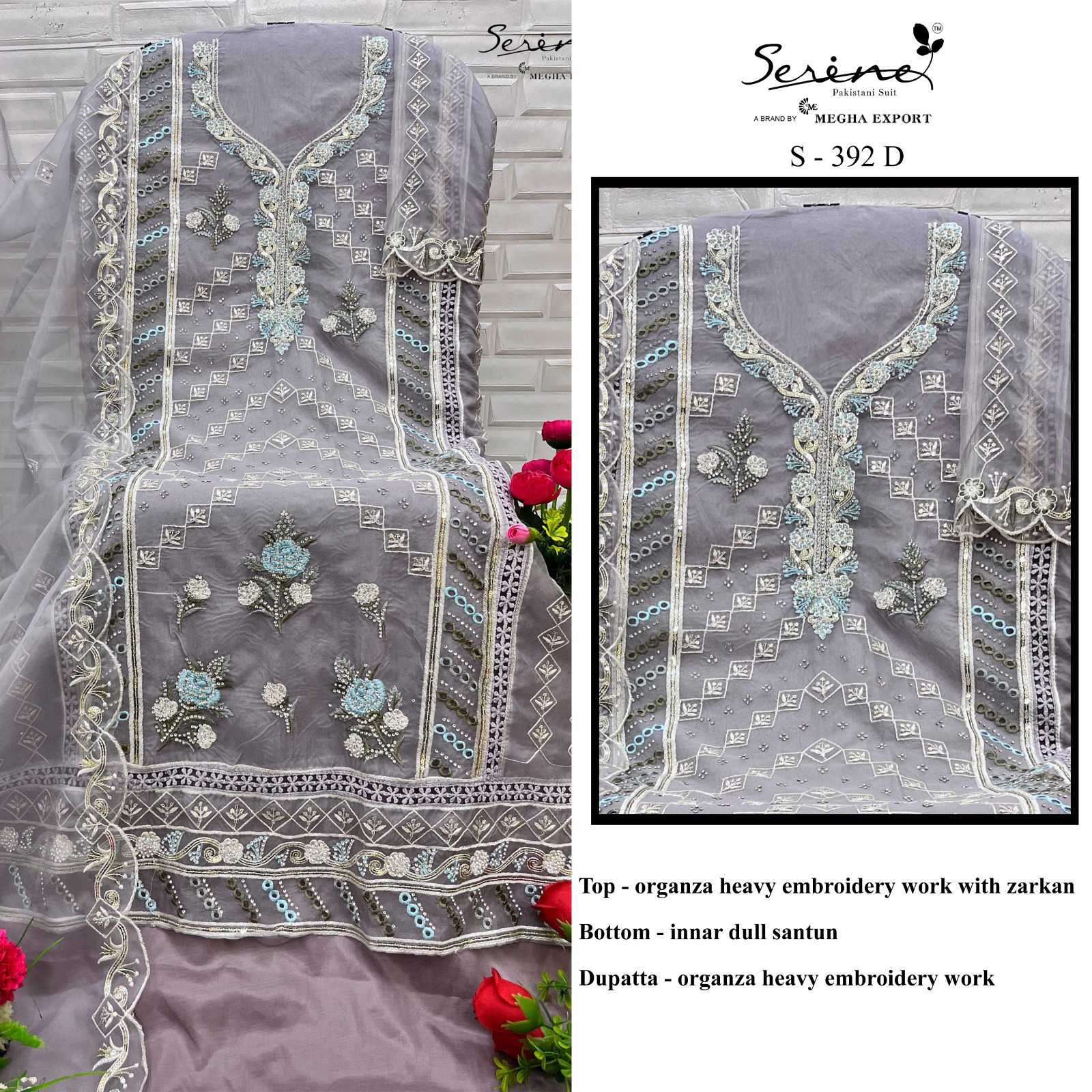 SERENE S 392 COLORS HEAVY EMBROIDERED PAKISTANI SUTI WHOLESALER 
