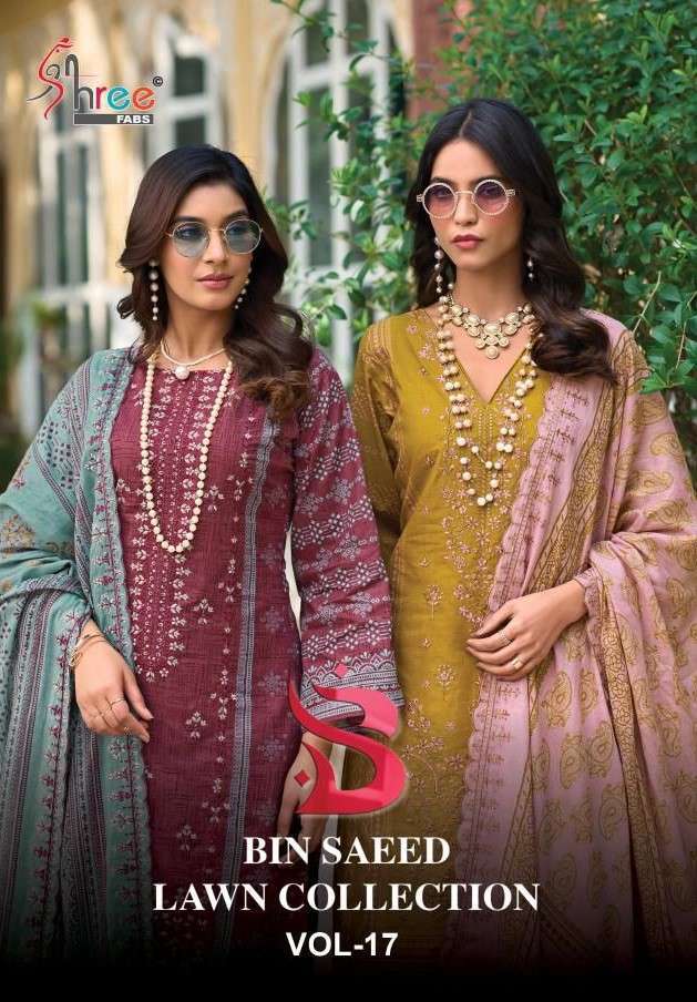 SHREE FAB BIN SAEED LAWN COLLECTION VOL 17 PAKISTANI COTTON SUIT WHOLESALER 