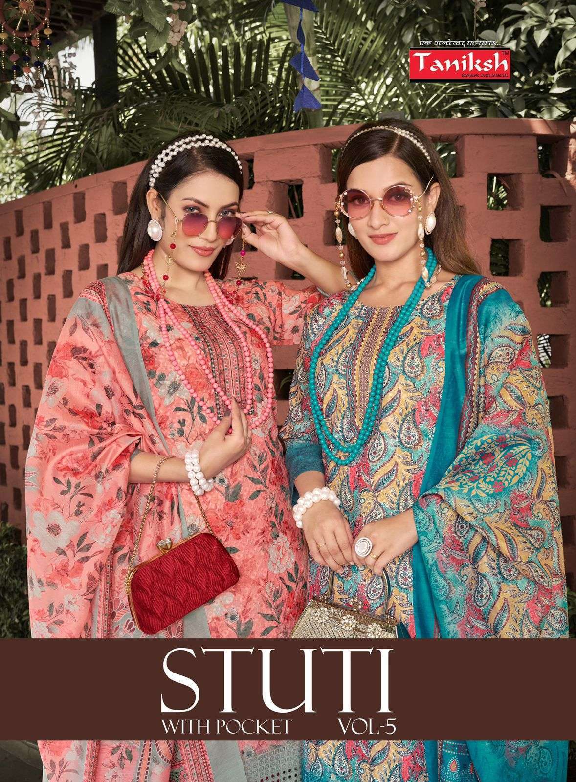 TANIKSH STUTI VOL 5 DIGITAL PRINTED EMBROIDERED THREE PCS COLLECTION WHOLESALE PRICE 