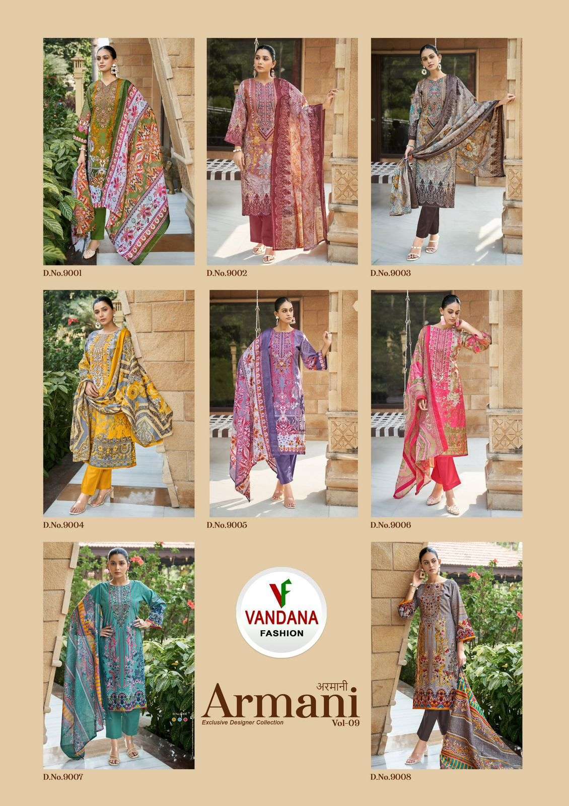 VANDANA FASHION ARMANI VOL 9 FANCY COTTON DRESS MATERIAL WHOLESALER 2025