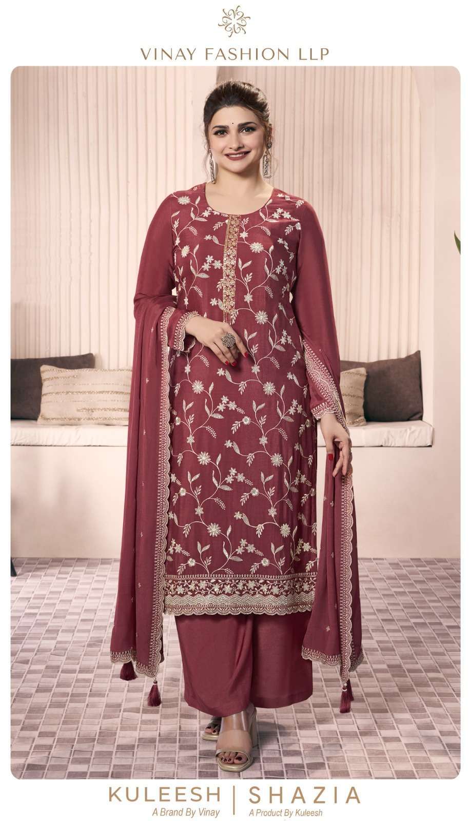 VINAY FASHION KULEESH SHAZIA HEAVY EMBROIDERED CHINON SUIT DEALER 2025