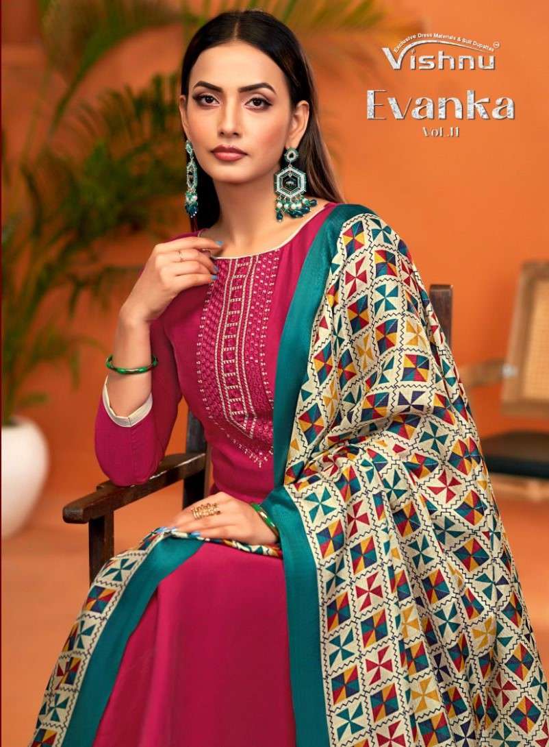 VISHNU EVANKA VOL 11 UNSTITCH FANCY SILK SALWER SUIT WHOLESALER 