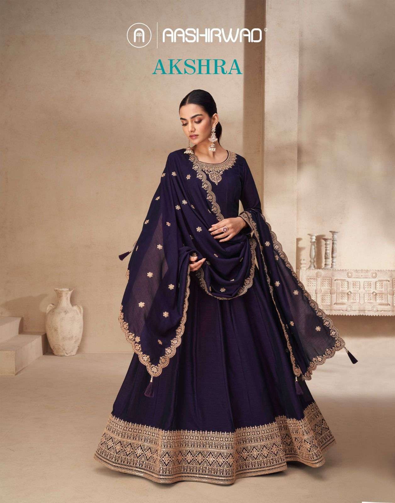 AASHIRWAD AKSHARA 10173 TO 10177 PARTYWEAR DESIGNER GOWN COLLECTION BEST RATE DEALER 2025