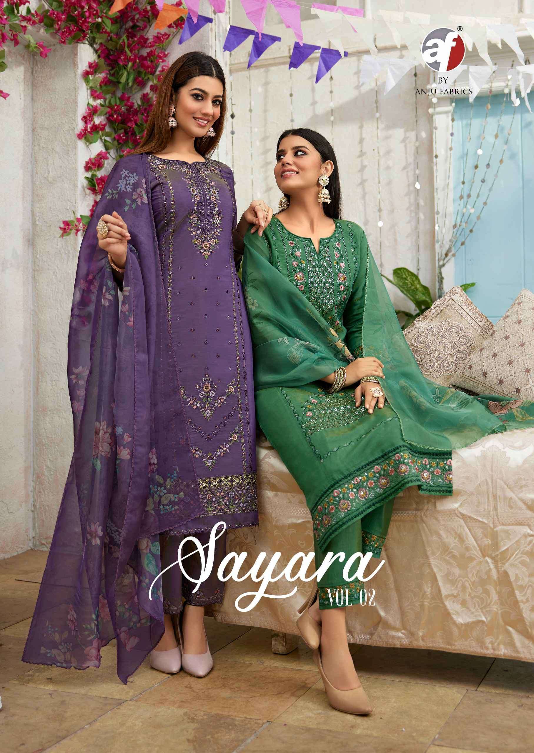 ANJU FABRIC SAYARA VOL 2 PREMIIUM SHIMMER READYMADE 3 PIECE SET COLLECTION BEST RATE 