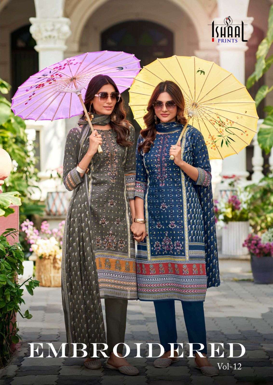 ISHAAL EMBROIDERED VOL 12 LAWN FANCY LADIES SUIT COLLECTION WHOLESALE RATE 