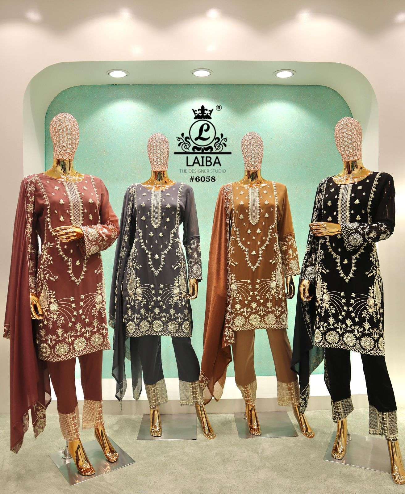 LAIBA 6058 GEORGETTE PAKISTANI SUIT READYMADE COLLECTION BEST RATE DEALER 2025