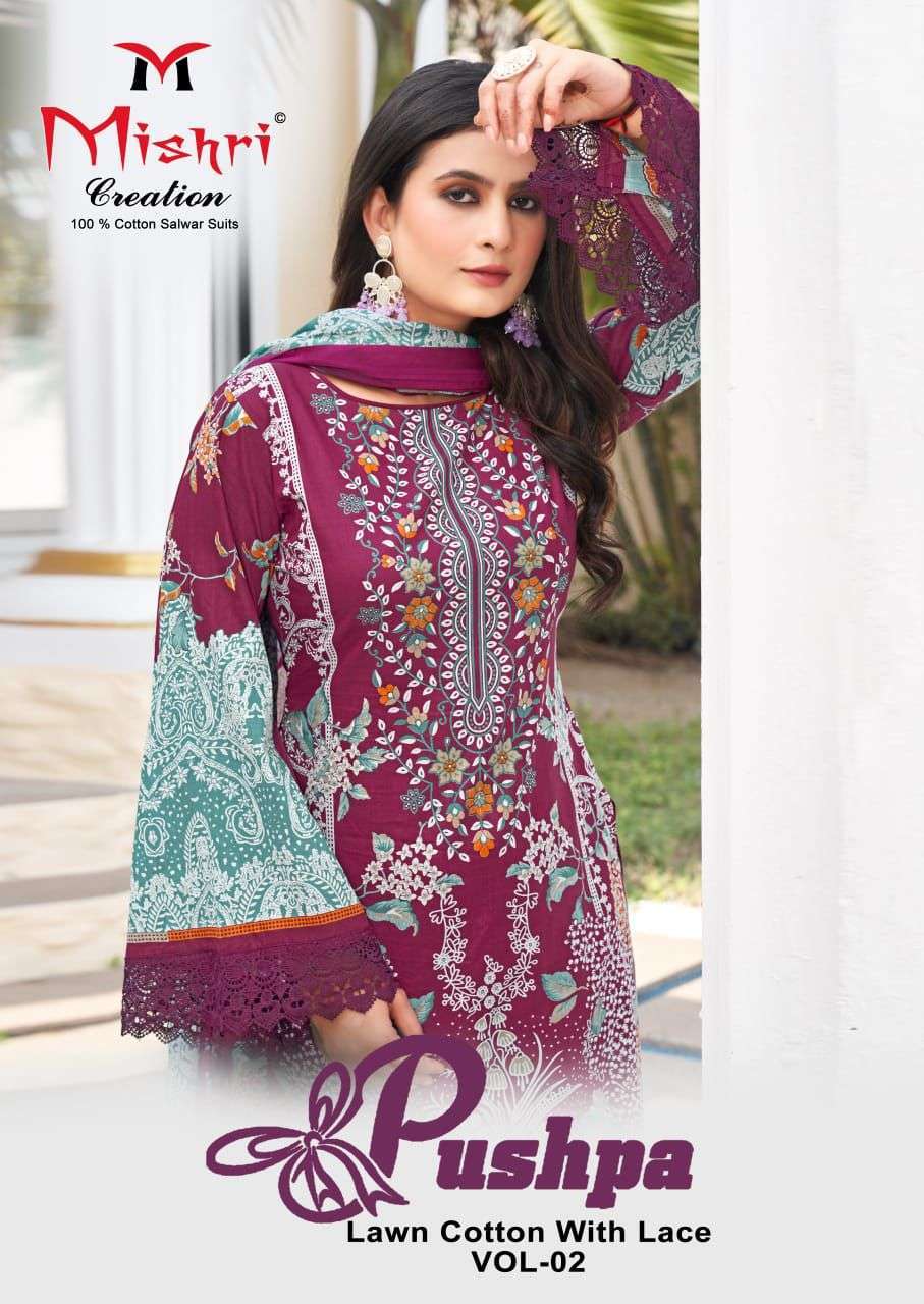 MISHRI PUSHPA VOL 2 PRINTED LAWN SUIT COLLECTION BEST RATE DEALER 2025