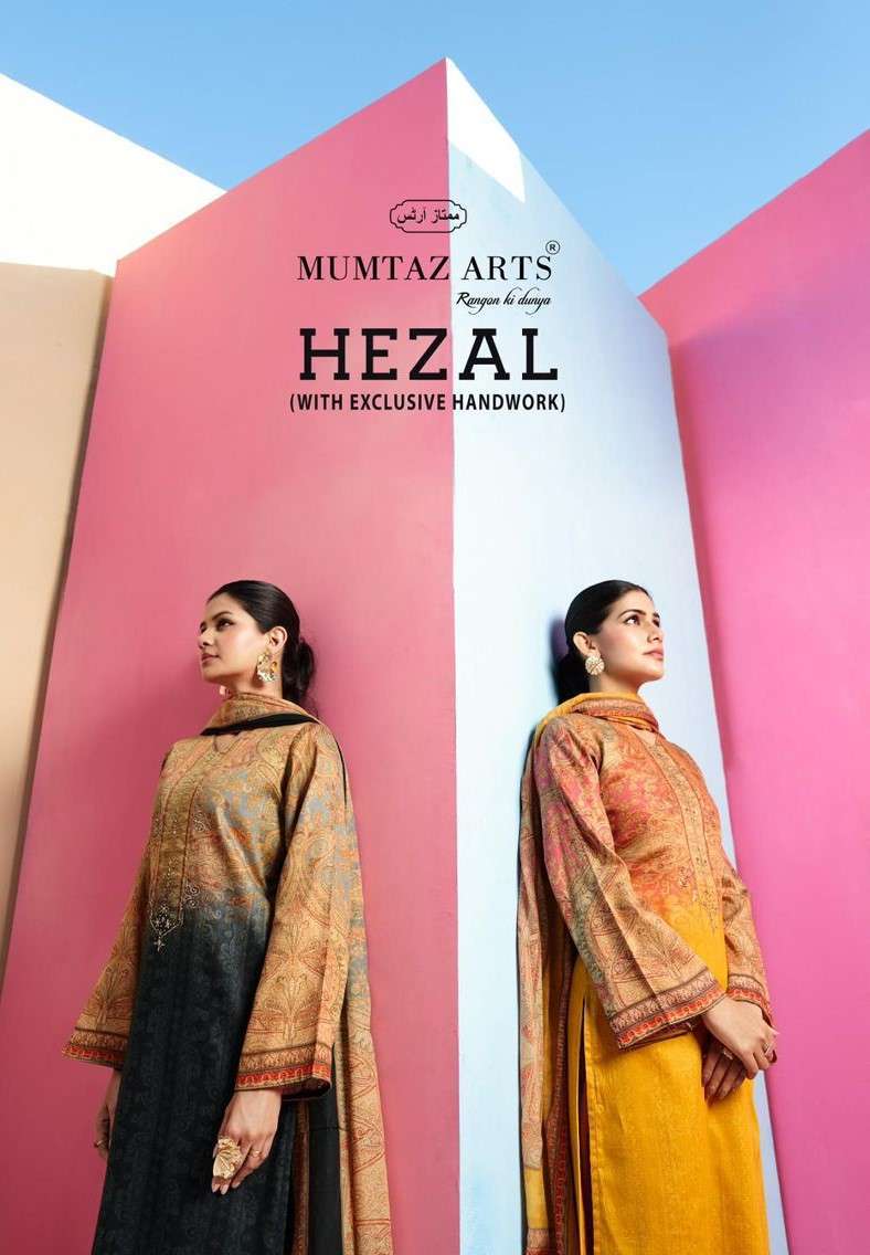 MUMTAZ ARTS HEZAL DIGITAL PRINTED FANCY ZAM SATIN SUIT CATALOG SUPPLIER 2025