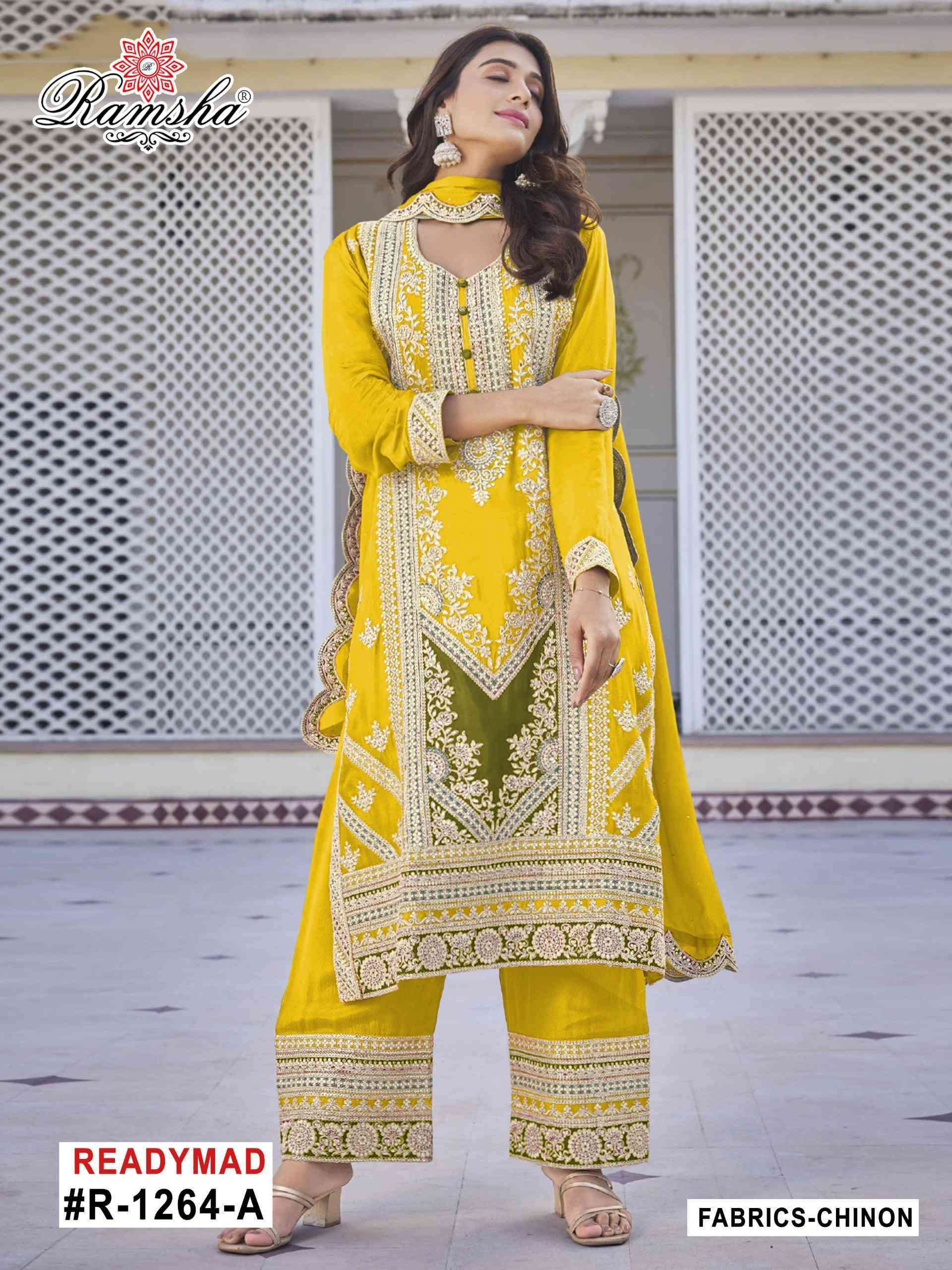 RAMSHA R 1264 NX PAKISTANI MUSLIN READYMADE SUIT WHOLESALER 2025