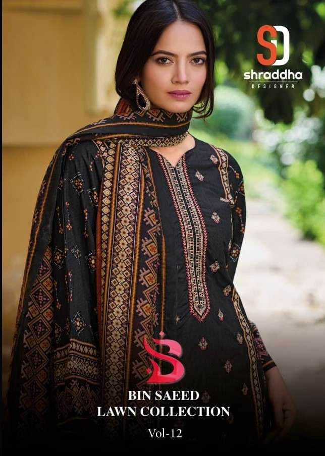 SHRADDHA BIN SAEED LAWN COLLECTION VOL 12 COTTON LADIES SUIT WHOLESALER