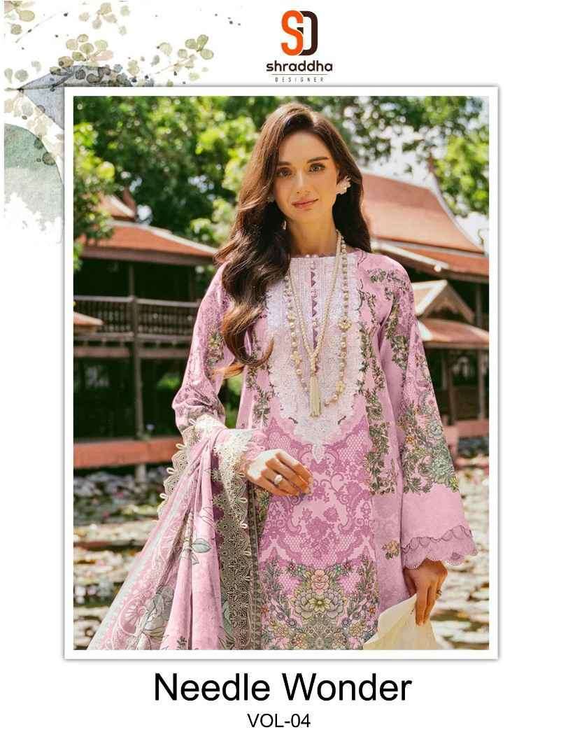 SHRADDHA NEEDLE WONDER VOL 4 PAKISTANI COTTON UNSTITCH COLLECTION WHOLESALE PRICE 