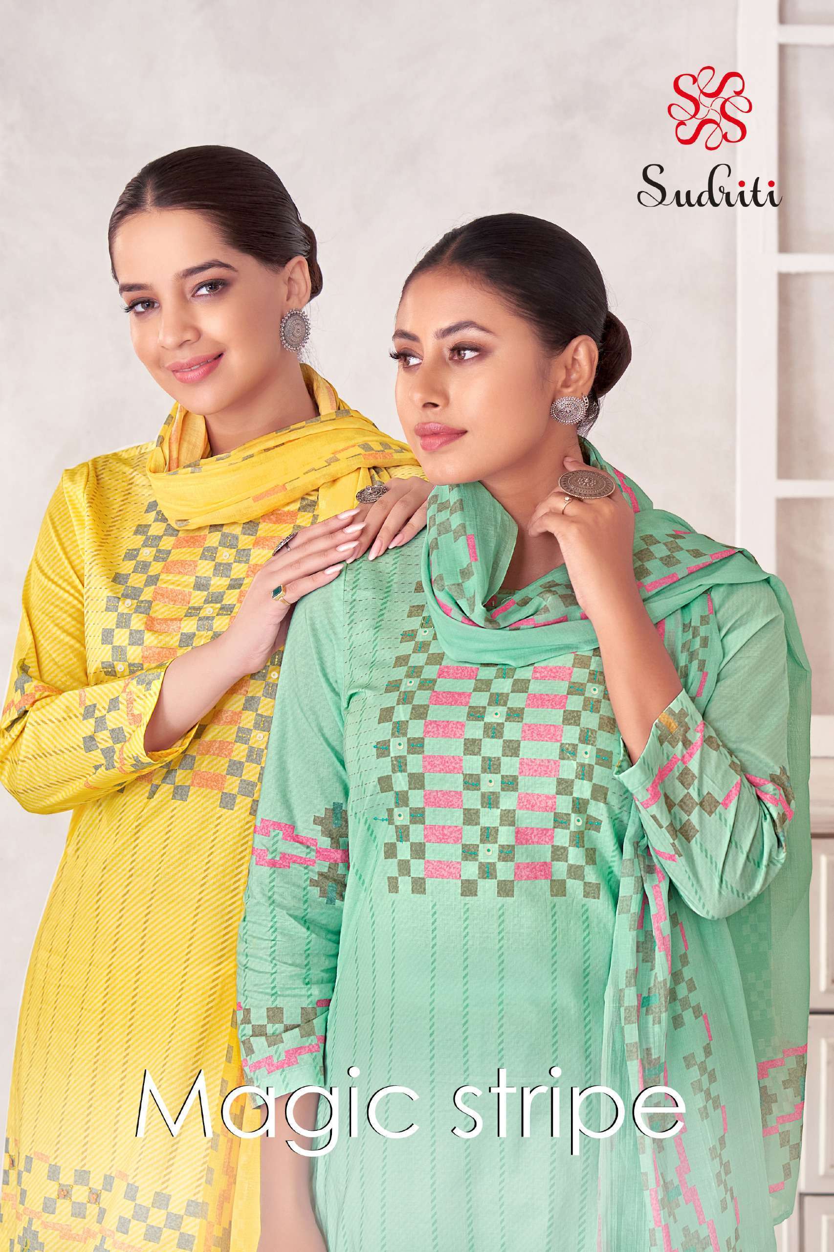 SUDRITI MAGIC STRIPE FANCY COTTON SUIT CATALOG DEALER 2025