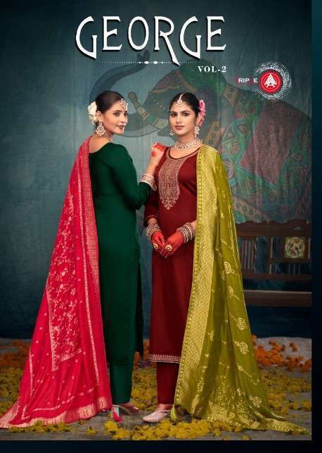 TRIPLE AAA GEORGE VOL 2 ZAM SILK DESIGN SALWER SUIT COLLECTION WHOLESALE PRICE DEALER 