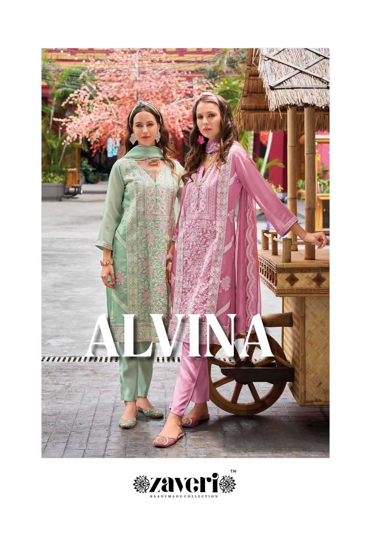 ZAVERI ALVINA DESIGNER ORGANZA KURTI PANT WITH DUPATTA SET COLLECTION BEST RATE DEALER 2025